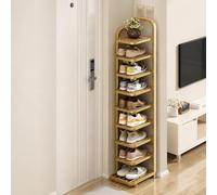 ZIGTUEI Scarpiera Verticale, Scaffale Portascarpe Stretto, Organizer Multilivello, Ripiano Pieghevole Salvaspazio, Ideale Per Ingresso E Dormitorio(Gold,144cm/56.7in)