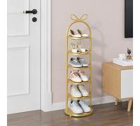 ZIGTUEI Scarpiera Verticale, Scaffale Sottile In Metallo, Espositore Da Terra, Torre Salvaspazio Stretta, Per Uso Interno Ed Esterno(Gold,99cm/39in)