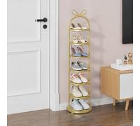 ZIGTUEI Scarpiera Verticale, Scaffale Sottile In Metallo, Espositore Da Terra, Torre Salvaspazio Stretta, Per Uso Interno Ed Esterno(Gold,116cm/45.7in)