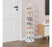 ZIGTUEI Scarpiera Verticale, Scaffale Sottile In Metallo, Espositore Da Terra, Torre Salvaspazio Stretta, Per Uso Interno Ed Esterno(White,116cm/45.7in)