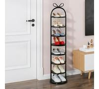 ZIGTUEI Scarpiera Verticale, Scaffale Sottile In Metallo, Espositore Da Terra, Torre Salvaspazio Stretta, Per Uso Interno Ed Esterno(Black,130cm/51.2in)