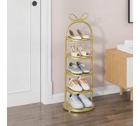 ZIGTUEI Scarpiera Verticale, Scaffale Sottile In Metallo, Espositore Da Terra, Torre Salvaspazio Stretta, Per Uso Interno Ed Esterno(Gold,85cm/33.5in)