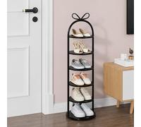 ZIGTUEI Scarpiera Verticale, Scaffale Sottile In Metallo, Espositore Da Terra, Torre Salvaspazio Stretta, Per Uso Interno Ed Esterno(Black,99cm/39in)