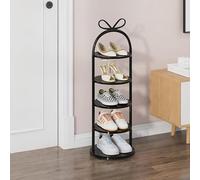 ZIGTUEI Scarpiera Verticale, Scaffale Sottile In Metallo, Espositore Da Terra, Torre Salvaspazio Stretta, Per Uso Interno Ed Esterno(Black,85cm/33.5in)