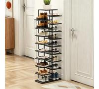 ZIGTUEI Scarpiera Verticale, Torre Salvaspazio Stretta, Scarpiera A Più Livelli, Scaffale Organizer Autoportante, Soluzione Salvaspazio Per Corridoio E Appartamenti(Black,135cm/53.1in)