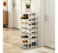 ZIGTUEI Scarpiera Verticale, Torre Salvaspazio Stretta, Scarpiera A Più Livelli, Scaffale Organizer Autoportante, Soluzione Salvaspazio Per Corridoio E Appartamenti(White,107cm/42.1in)