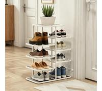 ZIGTUEI Scarpiera Verticale, Torre Salvaspazio Stretta, Scarpiera A Più Livelli, Scaffale Organizer Autoportante, Soluzione Salvaspazio Per Corridoio E Appartamenti(White,65cm/25.6in)