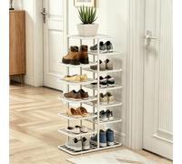 ZIGTUEI Scarpiera Verticale, Torre Salvaspazio Stretta, Scarpiera A Più Livelli, Scaffale Organizer Autoportante, Soluzione Salvaspazio Per Corridoio E Appartamenti(White,93cm/36.6in)