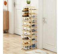 ZIGTUEI Scarpiera Verticale, Torre Salvaspazio Stretta, Scarpiera A Più Livelli, Scaffale Organizer Autoportante, Soluzione Salvaspazio Per Corridoio E Appartamenti(Gold,135cm/53.1in)