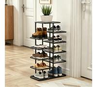 ZIGTUEI Scarpiera Verticale, Torre Salvaspazio Stretta, Scarpiera A Più Livelli, Scaffale Organizer Autoportante, Soluzione Salvaspazio Per Corridoio E Appartamenti(Black,79cm/31.1in)