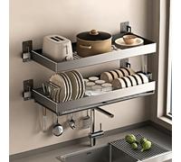 ZIGTUEI Scolapiatti Da Appoggio Sopra Il Lavello In Acciaio Inox, Scolapiatti Da Parete, Organizer Per Lavello Con Vassoio Raccogli-acqua, Per Piatti, Ciotole E Utensili(70cm/27.5in)