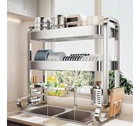 ZIGTUEI Scolapiatti Da Appoggio Sopra Il Lavello, Scolapiatti E Portaoggetti A 1 O 2 Livelli, Organizer Da Cucina, Facile Da Montare, Per Tazze, Ciotole E Posate(96 * 82cm/37.8 * 32.3in)