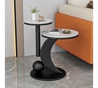 ZIGTUEI Tavolino Da Caffè Rotondo, Tavolino Da Salotto, Tavolo Da Soggiorno Moderno, Tavolino Per Divano Da Salotto, Piccolo Tavolo Per Decorazioni, Per Studio Ufficio Corridoio Soggiorno(Black B)