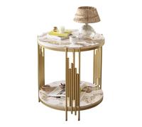 ZIGTUEI Tavolino Salotto, Consolle Ingresso, Tavolo Centrale Per Soggiorno, Tavolino Da Salotto Rotondo, Stile Moderno, Per Studio Ufficio Corridoio Soggiorno(Gold B,50cm/19.7in)