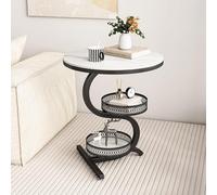 ZIGTUEI Tavolino Salotto, Tavolino Da Caffè Rotondo, Tavolino Per Divano Da Salotto, Piccolo Tavolo Per Decorazioni, Comodino, Per Piccoli Spazi E Soggiorno(Black,45x60cm/17.7x23.6in)