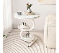 ZIGTUEI Tavolino Salotto, Tavolino Da Caffè Rotondo, Tavolino Per Divano Da Salotto, Piccolo Tavolo Per Decorazioni, Comodino, Per Piccoli Spazi E Soggiorno(White,45x60cm/17.7x23.6in)