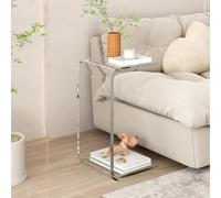 ZIGTUEI Tavolino Salotto, Tavolino Da Salotto, Con Struttura In Metallo, Comodino, Divano Tavolo, Tavolo Centrale Per Soggiorno, Per Piccoli Spazi E Soggiorno(White,65x30cm/25.6x11.8in)