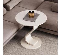 ZIGTUEI Tavolino Salotto, Tavolino Lato Divano, Con Struttura In Metallo, Tavolino Da Caffè Rotondo, Tavolo Da Soggiorno Moderno, Per Studio Ufficio Corridoio Soggiorno(White A)