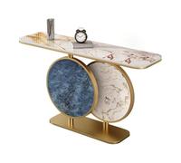 ZIGTUEI Tavolo Console Moderno, Moderno Tavolino, Tavolo Console Sottile, Piano Di Lavoro In Lamiera Di Roccia, Tavolino Da Divano Stretto, Per Soggiorno, Ingresso E Corridoio(Gold A,140cm/55.1in)