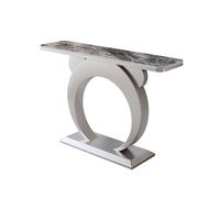 ZIGTUEI Tavolo Consolle, Divano Da Ingresso Moderno, Piano Di Lavoro In Lamiera Di Roccia, Tavolino Da Divano Stretto, Per Soggiorno, Ingresso E Corridoio(Silver,100x80cm/39.4x31.5in)