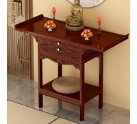 ZIGTUEI Tavolo Da Altare A 2 Livelli, Tavolo Per Puja Con Cassetto, Tavolo Da Meditazione In Legno, Per L'altare Per Spirituali,per Decorazione Stanza(Red,80x33cm/31.5x13in)