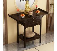 ZIGTUEI Tavolo Da Altare A 2 Livelli, Tavolo Per Puja Con Cassetto, Tavolo Da Meditazione In Legno, Per L'altare Per Spirituali,per Decorazione Stanza(Brown,66x33cm/26x13in)