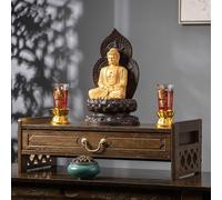 ZIGTUEI Tavolo Da Altare Ofrenda Con Cassetto, Tavolo Da Meditazione, Tavolo Dell'altare In Legno, Altare Buddista Decorativo, Per Soggiorno E Preghiera Domestica(Brown,52cm/20.5in)