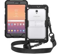 ZiHang Custodia Compatibile con Samsung Galaxy Tab A 8.0 T380 T385 2017- Robusta Custodia Protettiva Resistente agli Urti Cover Dura con Supporto Integrato e Tracolla attaccabile (Nero/Trasparente)