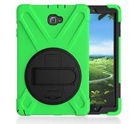 ZiHang Custodia Galaxy Tab A 10.1, Ibrida Antiurto Tre-Strati Cover Silicone + PC Protettiva Case con Supporto Girevole 360°, Cinturino a Mano per Samsung Galaxy Tab A 10.1 P580 / P585 Tablet (Verde)