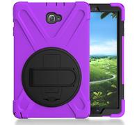 ZiHang Custodia Galaxy Tab A 10.1, Ibrida Antiurto Tre-Strati Cover Silicone + PC Protettiva Case con Supporto Girevole 360°, Cinturino a Mano per Samsung Galaxy Tab A 10.1 P580 / P585 Tablet (Viola)