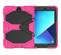 ZiHang Custodia Galaxy Tab S3 9.7, Custodia Ibrida Antiurto Resistente Tre Strati Protettiva Case con Supporto & Proteggischermo Incorporato per Samsung Galaxy Tab S3 9.7 T820 T825 (Rosa Rossa)