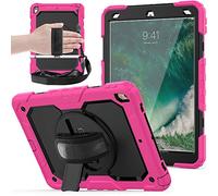 ZiHang Custodia per iPad PRO 10.5 / Air 10.5, Full-Body Antiurto Robusto Protettiva Cover con Supporto Girevole a 360 ° e Tracolla Staccabile per iPad PRO 10.5 / Air 10.5 (Rosa Rossa)