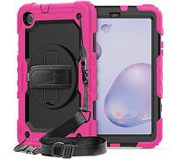 ZiHang Custodia per Samsung Galaxy Tab A 8.4 T307 T307U, Full-Body Antiurto Robusto Protettiva Cover con Supporto Girevole a 360 ° e Tracolla Staccabile per Galaxy Tab A 8.4 (Rosa Rossa)