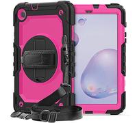 ZiHang Custodia per Samsung Galaxy Tab A 8.4 T307 T307U, Full-Body Antiurto Robusto Protettiva Cover con Supporto Girevole a 360 ° e Tracolla Staccabile per Galaxy Tab A 8.4 (Nero + Rosa Rossa)