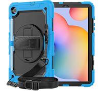 ZiHang Custodia per Samsung Galaxy Tab S6 Lite 10.4 P610 P615, Full-Body Antiurto Robusto Protettiva Cover con Supporto Girevole a 360 ° e Tracolla Staccabile per Galaxy Tab S6 Lite 10.4 (Cielo Blu)
