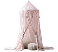 ZIHDKE 240 cm X 50 Letto for bambini Baldacchino Copriletto Zanzariera Tende Biancheria da letto a cupola rotonda in cotone for la decorazione domestica Per Gioco Lettura(Pink)