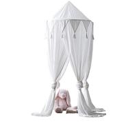 ZIHDKE 240 cm X 50 Letto for bambini Baldacchino Copriletto Zanzariera Tende Biancheria da letto a cupola rotonda in cotone for la decorazione domestica Per Gioco Lettura(WHITE)