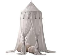 ZIHDKE 240 cm X 50 Letto for bambini Baldacchino Copriletto Zanzariera Tende Biancheria da letto a cupola rotonda in cotone for la decorazione domestica Per Gioco Lettura(Grey)
