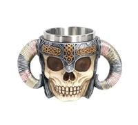 ZIHDKE 450ml Skeleton Knight Ram Horn Cup Skull Coffee Mug Creative Retro Water Vintage Drinking Tumbler for Drinks per Caffè