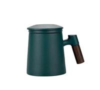 ZIHDKE Ceramic Tea Cups, Mugs With Lids, Filtered Water Separation Coffee, Beverage per Caffè(Green)