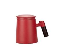 ZIHDKE Ceramic Tea Cups, Mugs With Lids, Filtered Water Separation Coffee, Beverage per Caffè(Red)