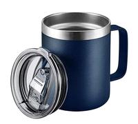 ZIHDKE Coffee Mug with Handle Sliding Lid,Stainless Steel Travel Tumbler Cup Double Insulated Camping for Hot Cold Drink Tea per Caffè(Blue)