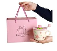 ZIHDKE Creative Coffee Mug with Tulip Flower Design Ceramic Cup for Women per Caffè(Color1)