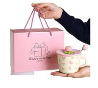 ZIHDKE Creative Coffee Mug with Tulip Flower Design Ceramic Cup for Women per Caffè(Color4)