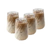 ZIHDKE Glass Coffee Cup Juice Milk Rotating Stripe Design Suitable For Office Restaurant Water Mugs per Caffè(4PCS)