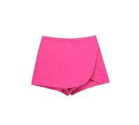 ZIHDKE Pantaloncini Estivi da Donna 1 PCS Asymmetric Skirt Shorts for Ladies High Waist Shorts Women Solid Color Versatile Mini Shorts Femme Culotte Adatti All'Estate(Rose Red,M)