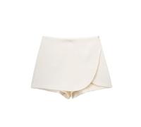 ZIHDKE Pantaloncini Estivi da Donna 1 PCS Asymmetric Skirt Shorts for Ladies High Waist Shorts Women Solid Color Versatile Mini Shorts Femme Culotte Adatti All'Estate(Beige,M)