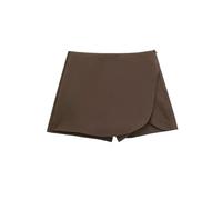 ZIHDKE Pantaloncini Estivi da Donna 1 PCS Asymmetric Skirt Shorts for Ladies High Waist Shorts Women Solid Color Versatile Mini Shorts Femme Culotte Adatti All'Estate(Coffee,L)
