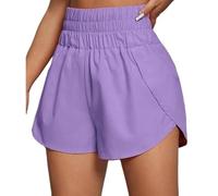 ZIHDKE Pantaloncini Estivi da Donna 1 PCS Boxer Shorts for Women Teen-Girls Light Weight Pull-on High Rise Shorts Outfit Summer Workout Shorts Adatti All'Estate(Lavender,XL)