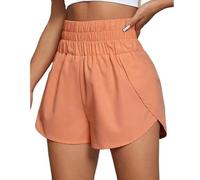 ZIHDKE Pantaloncini Estivi da Donna 1 PCS Boxer Shorts for Women Teen-Girls Light Weight Pull-on High Rise Shorts Outfit Summer Workout Shorts Adatti All'Estate(Orange,L)